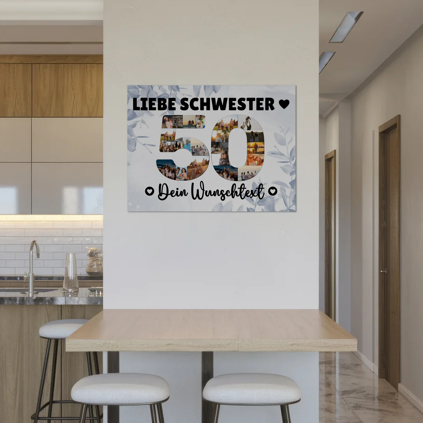 Magnet Poster mit Wunschtext 50 Geburtstag Schwester