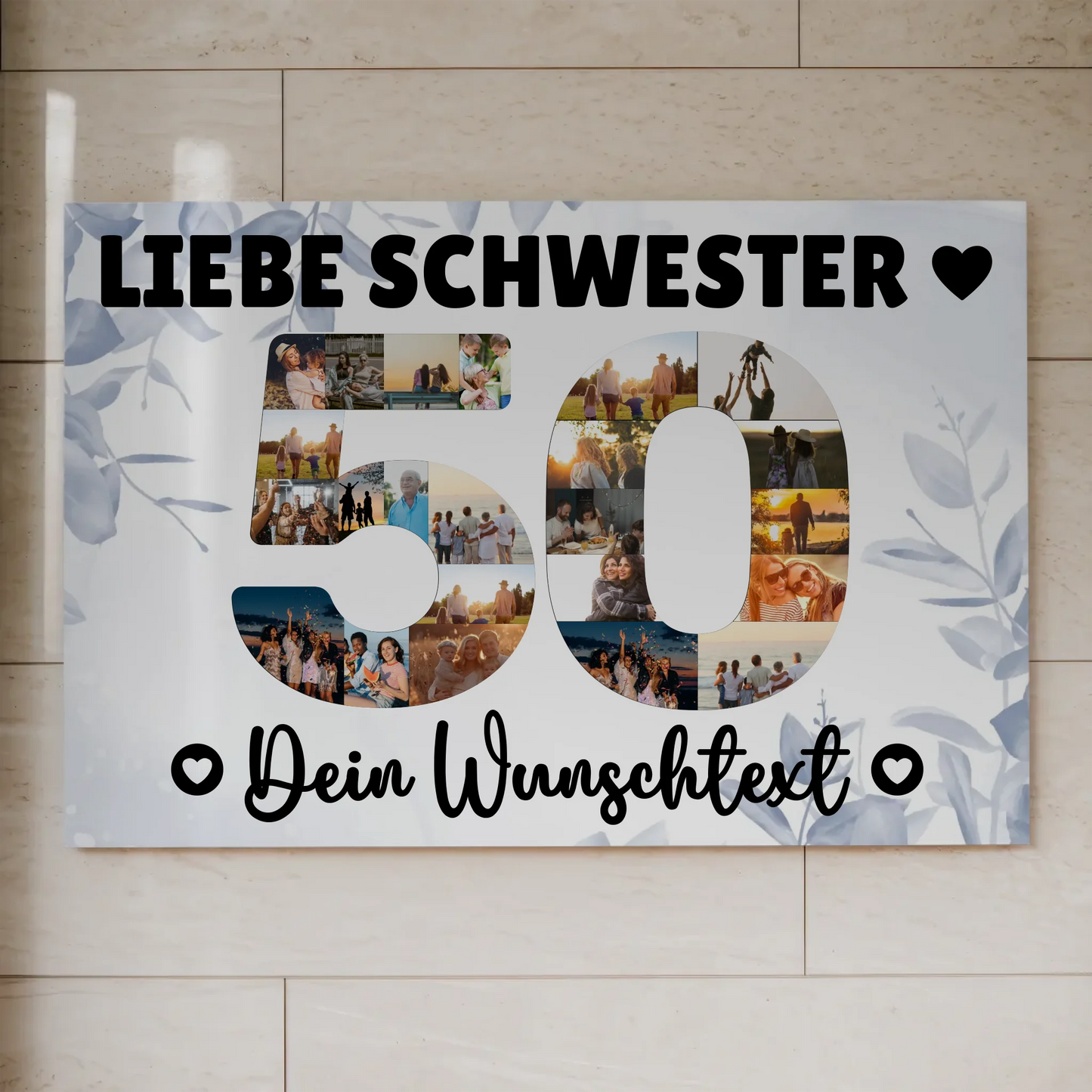 Magnet Poster mit Wunschtext 50 Geburtstag Schwester