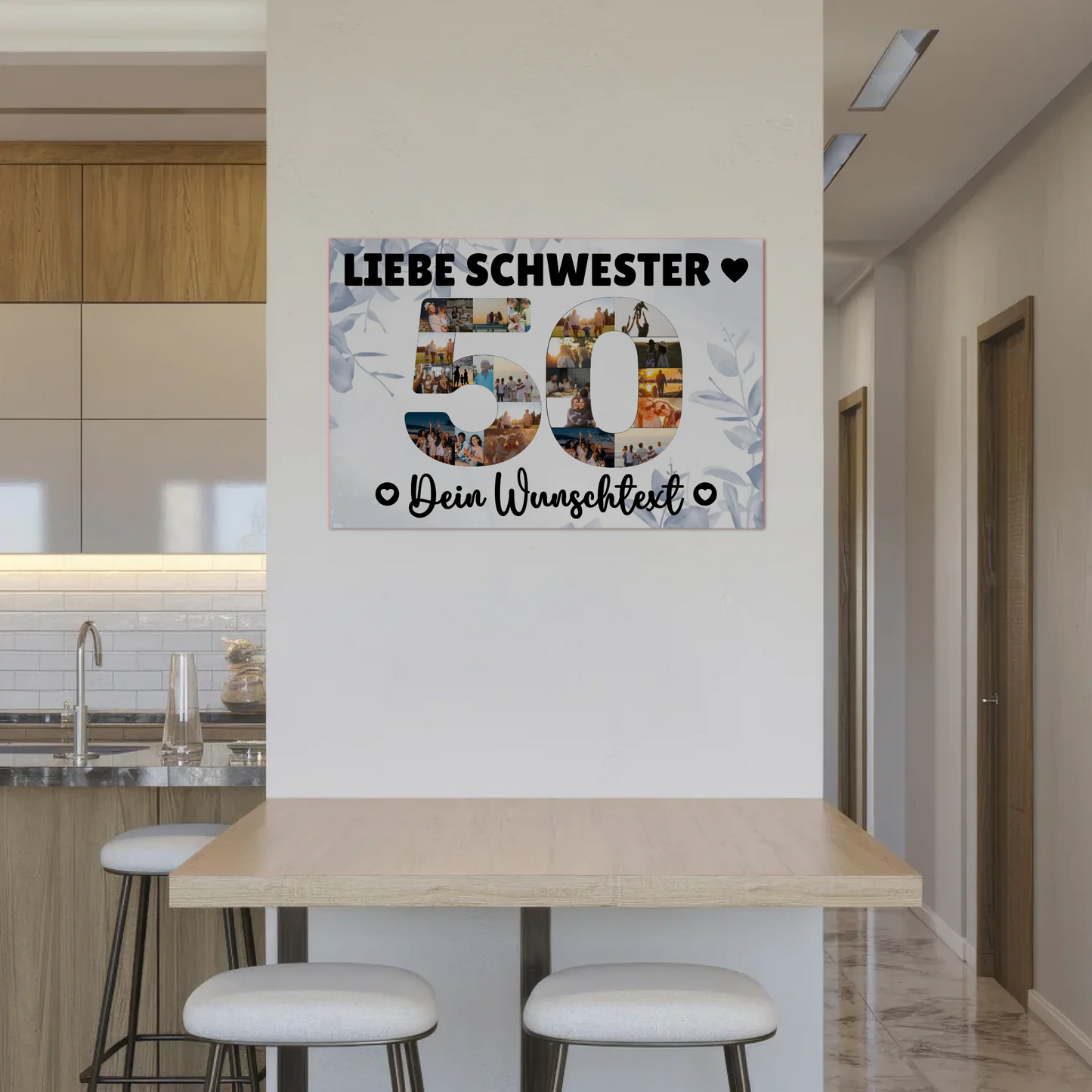 Magnet Poster mit Wunschtext 50 Geburtstag Schwester