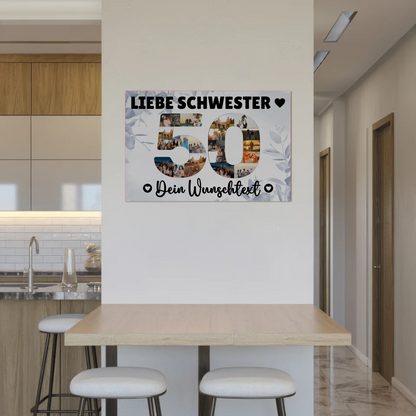 Magnet Poster mit Wunschtext 50 Geburtstag Schwester