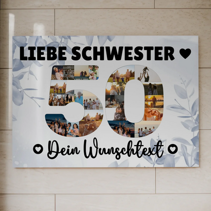 Magnet Poster mit Wunschtext 50 Geburtstag Schwester