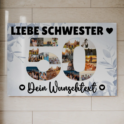 Magnet Poster mit Wunschtext 50 Geburtstag Schwester