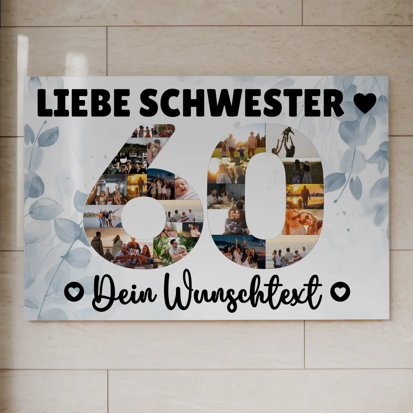 Magnet Wandbild mit Unterschriften 60 Geburtstag Schwester