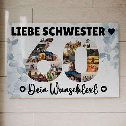 Magnet Wandbild mit Unterschriften 60 Geburtstag Schwester