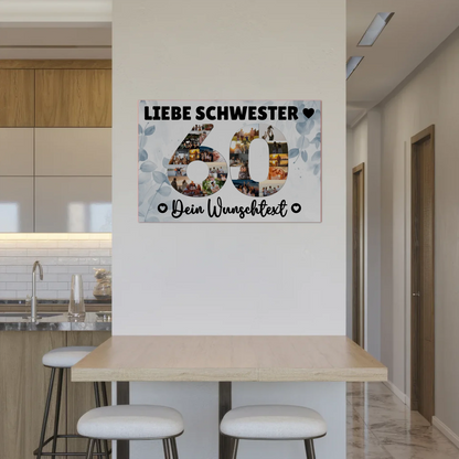 Magnet Wandbild mit Unterschriften 60 Geburtstag Schwester