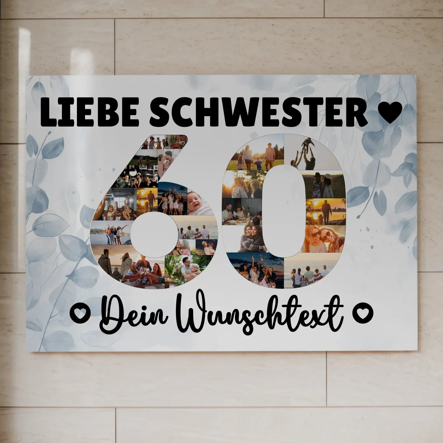 Magnet Wandbild mit Unterschriften 60 Geburtstag Schwester