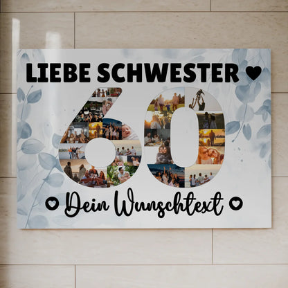 Magnet Wandbild mit Unterschriften 60 Geburtstag Schwester