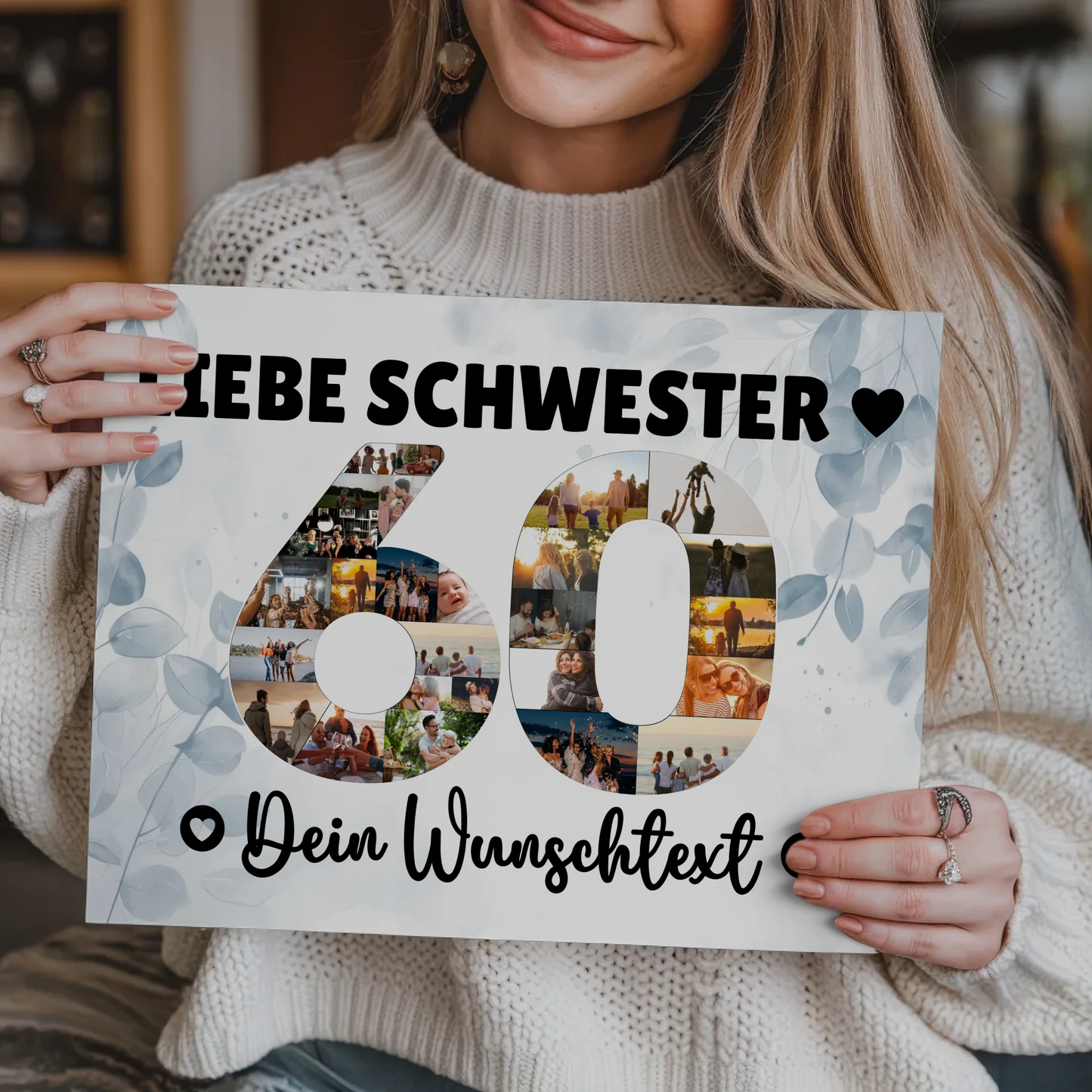 Magnet Wandbild mit Unterschriften 60 Geburtstag Schwester