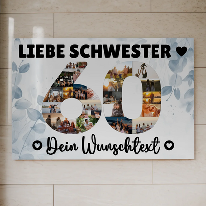 Magnet Wandbild mit Unterschriften 60 Geburtstag Schwester