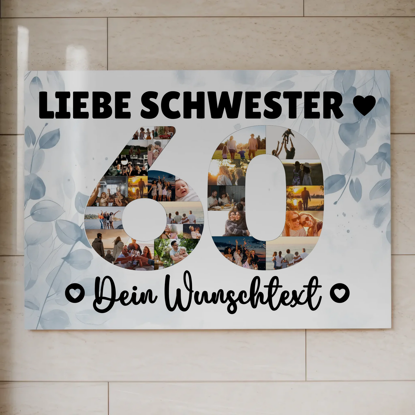 Magnet Wandbild mit Unterschriften 60 Geburtstag Schwester
