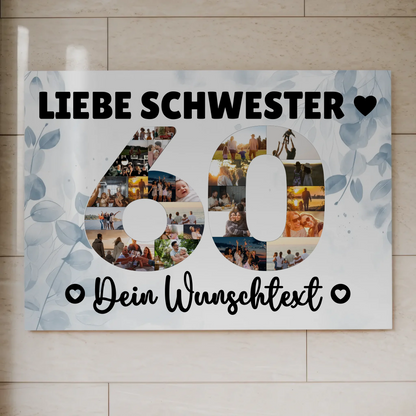 Magnet Wandbild mit Unterschriften 60 Geburtstag Schwester