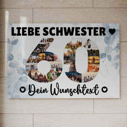 Magnet Wandbild mit Unterschriften 60 Geburtstag Schwester