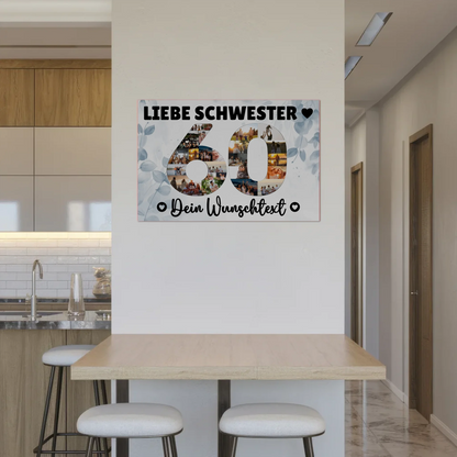 Magnet Wandbild mit Unterschriften 60 Geburtstag Schwester