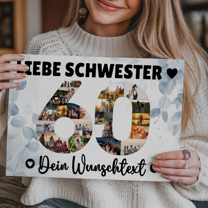 Magnet Wandbild mit Unterschriften 60 Geburtstag Schwester