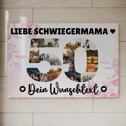 Magnetisches Fotoboard Poster mit Wunschtext 50 Geburtstag