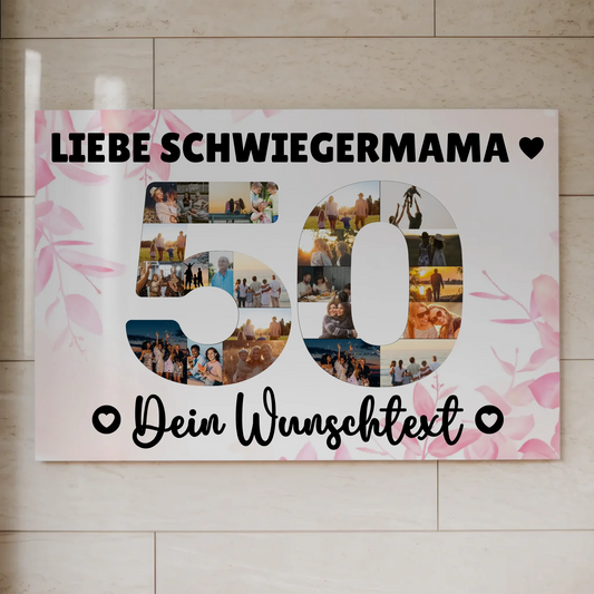 Magnetisches Fotoboard Poster mit Wunschtext 50 Geburtstag