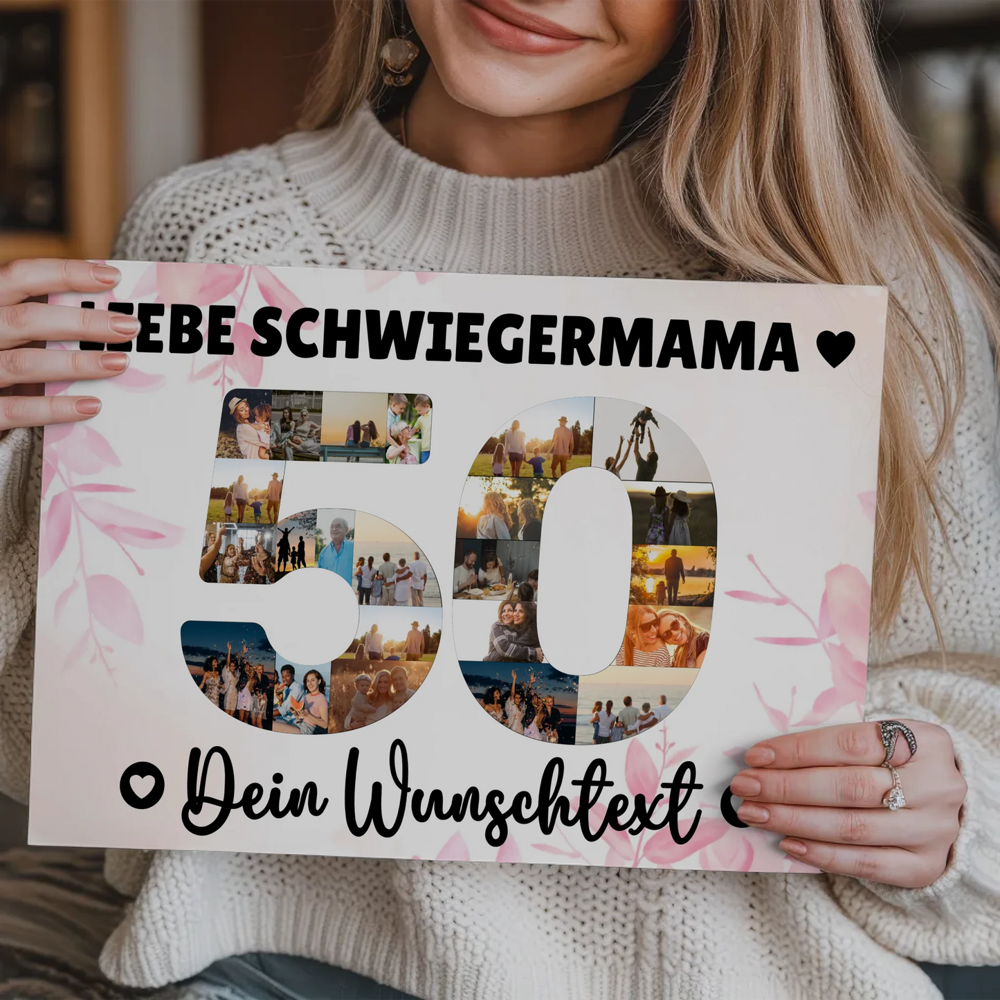 Magnetisches Fotoboard Poster mit Wunschtext 50 Geburtstag