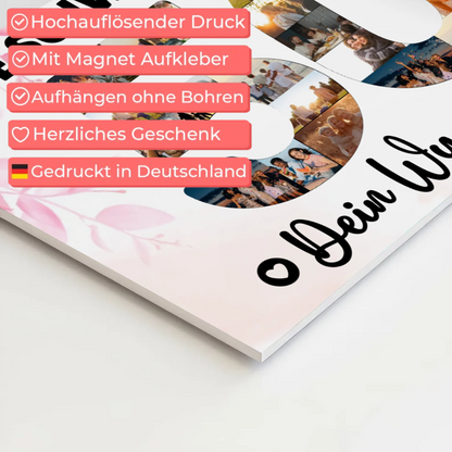 Magnetisches Fotoboard Poster mit Wunschtext 50 Geburtstag