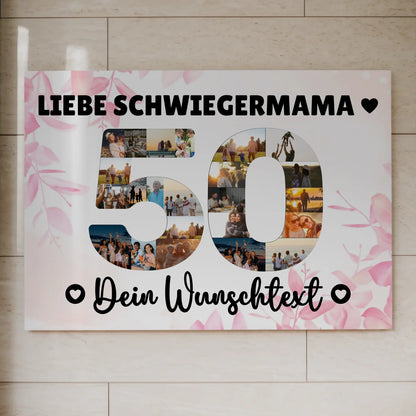 Magnetisches Fotoboard Poster mit Wunschtext 50 Geburtstag