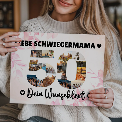 Magnetisches Fotoboard Poster mit Wunschtext 50 Geburtstag
