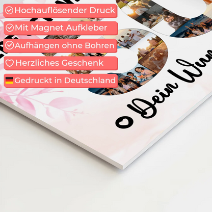 Magnetisches Fotoboard Poster mit Wunschtext 50 Geburtstag