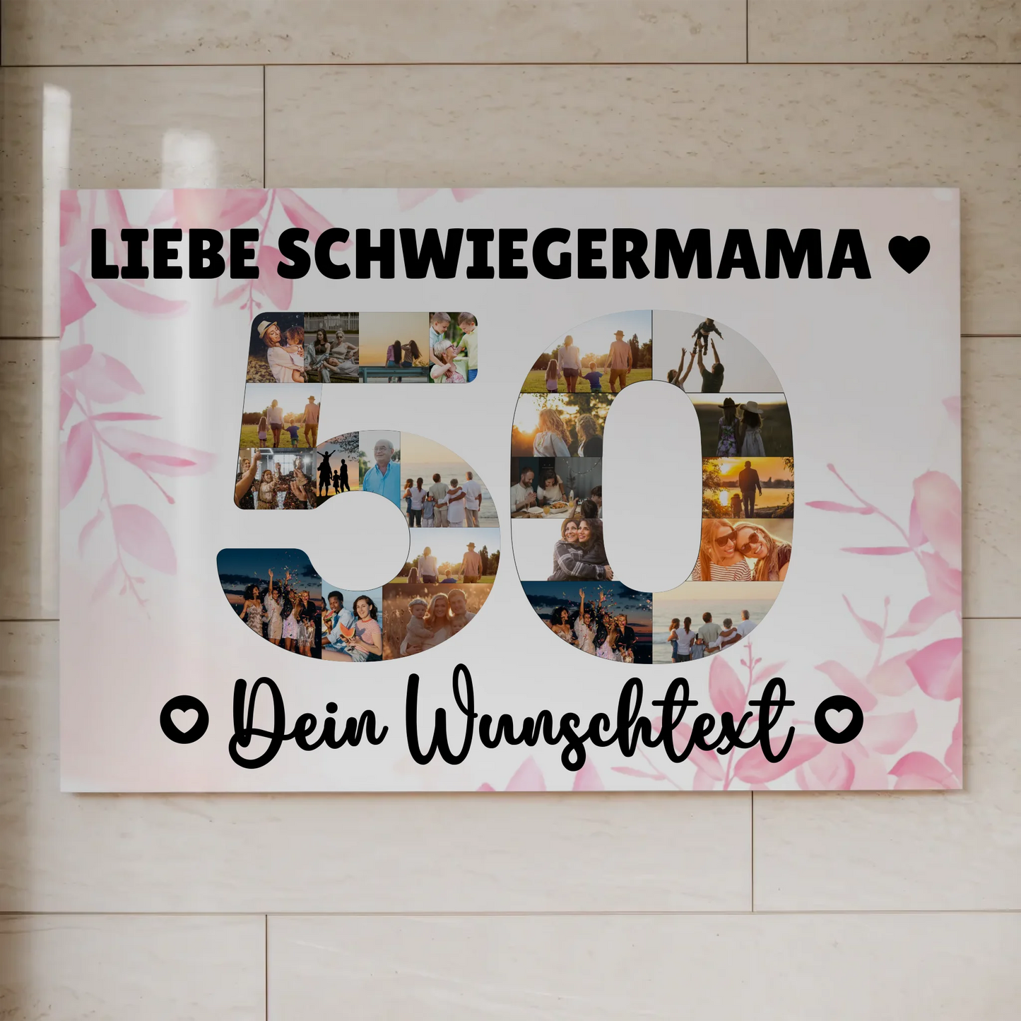 Magnetisches Fotoboard Poster mit Wunschtext 50 Geburtstag