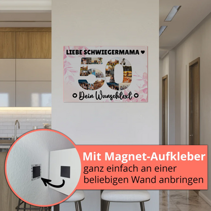 Magnetisches Fotoboard Poster mit Wunschtext 50 Geburtstag