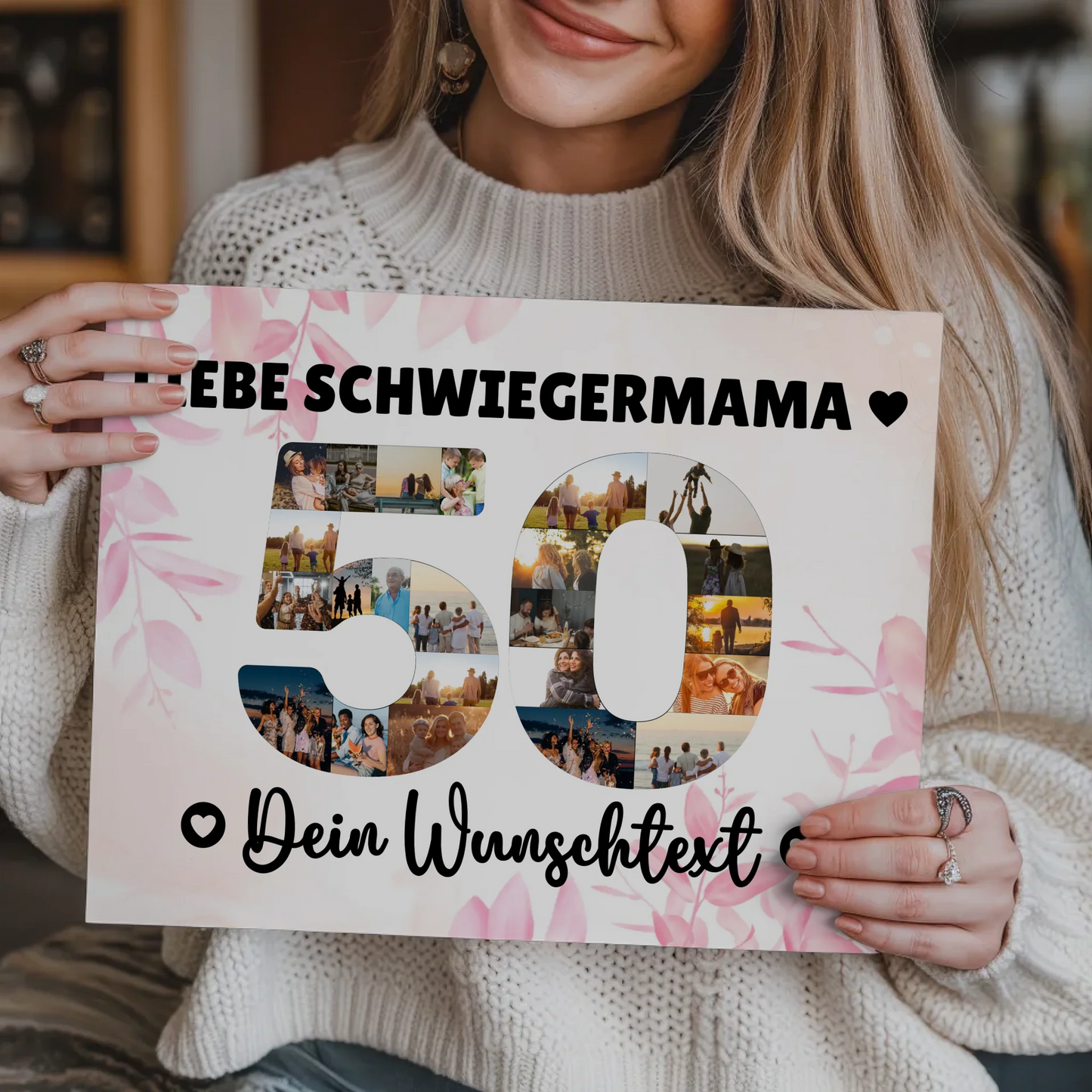 Magnetisches Fotoboard Poster mit Wunschtext 50 Geburtstag