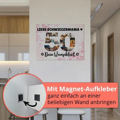 Magnetisches Fotoboard Poster mit Wunschtext 50 Geburtstag