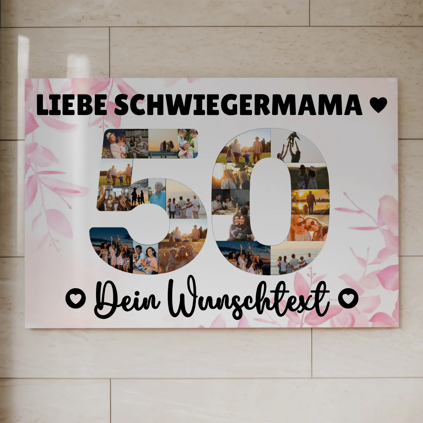 Magnetisches Fotoboard Poster mit Wunschtext 50 Geburtstag