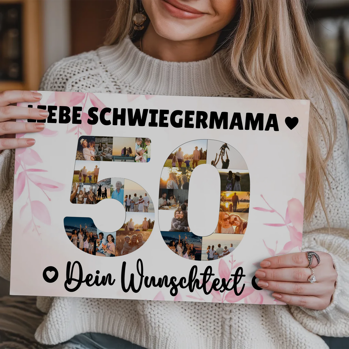Magnetisches Fotoboard Poster mit Wunschtext 50 Geburtstag