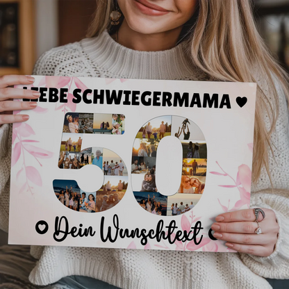 Magnetisches Fotoboard Poster mit Wunschtext 50 Geburtstag