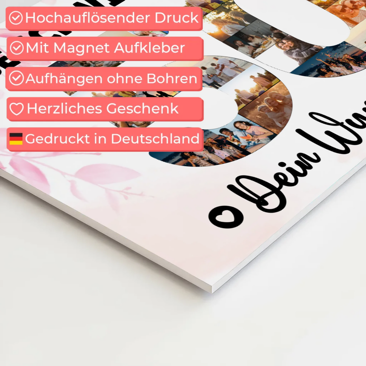 Magnetisches Fotoboard Poster mit Wunschtext 50 Geburtstag