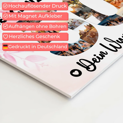 Magnetisches Fotoboard Poster mit Wunschtext 50 Geburtstag