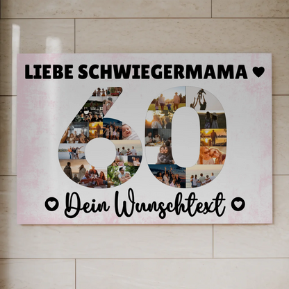 Fotoboard Magnet Poster mit Unterschriften 60 Geburtstag Schwiegermama