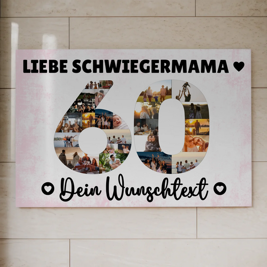 Fotoboard Magnet Poster mit Unterschriften 60 Geburtstag Schwiegermama