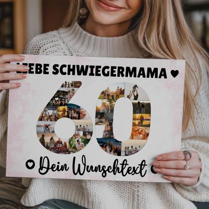 Fotoboard Magnet Poster mit Unterschriften 60 Geburtstag Schwiegermama