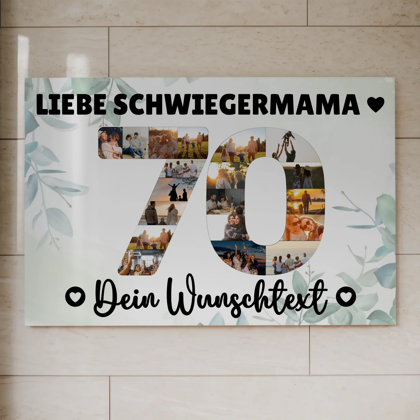 Fotoboard Poster magnetisch mit Wunschtext 70 Geburtstag Schwiegermama