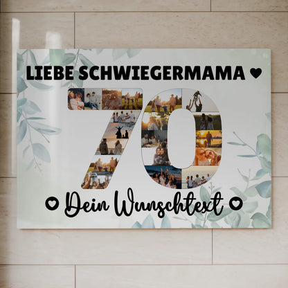 Fotoboard Poster magnetisch mit Wunschtext 70 Geburtstag Schwiegermama