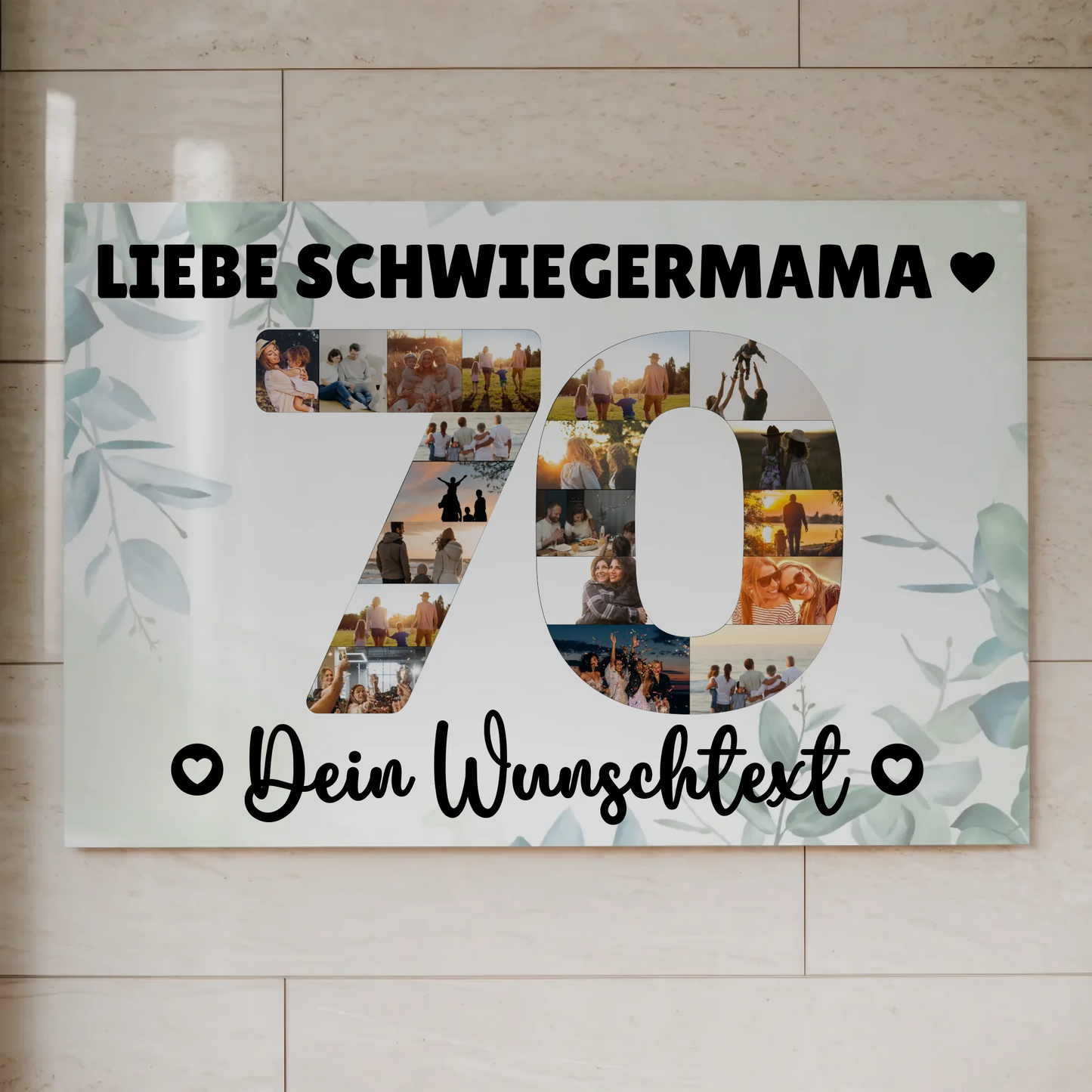 Fotoboard Poster magnetisch mit Wunschtext 70 Geburtstag Schwiegermama