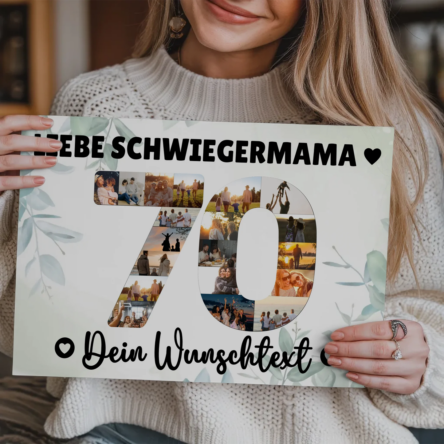 Fotoboard Poster magnetisch mit Wunschtext 70 Geburtstag Schwiegermama