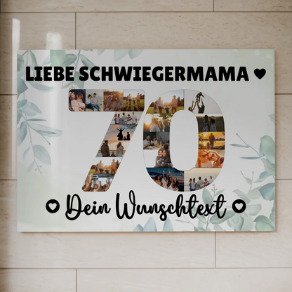 Fotoboard Poster magnetisch mit Wunschtext 70 Geburtstag Schwiegermama