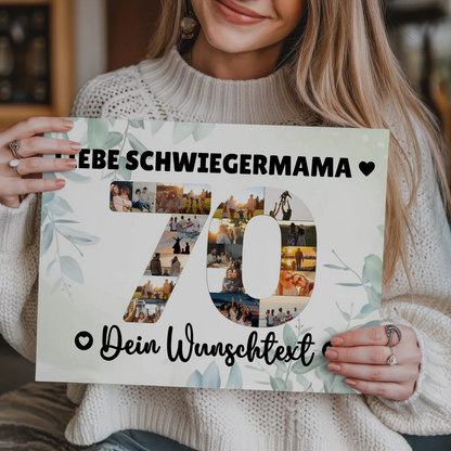 Fotoboard Poster magnetisch mit Wunschtext 70 Geburtstag Schwiegermama
