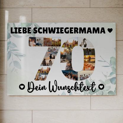 Fotoboard Poster magnetisch mit Wunschtext 70 Geburtstag Schwiegermama