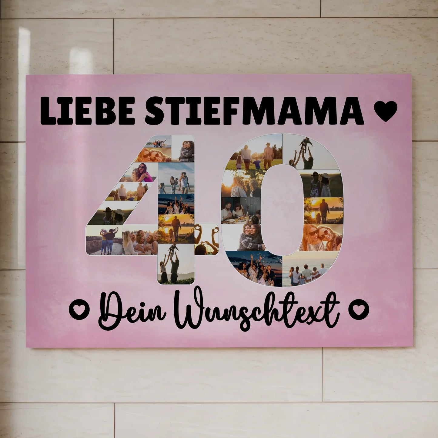 Magnetisches Fotoboard mit Unterschriften 40 Geburtstag Stiefmama