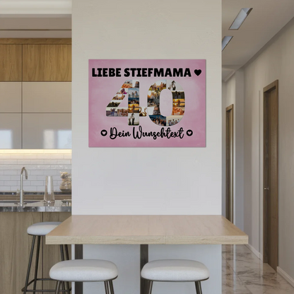 Magnetisches Fotoboard mit Unterschriften 40 Geburtstag Stiefmama