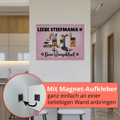 Magnetisches Fotoboard mit Unterschriften 40 Geburtstag Stiefmama