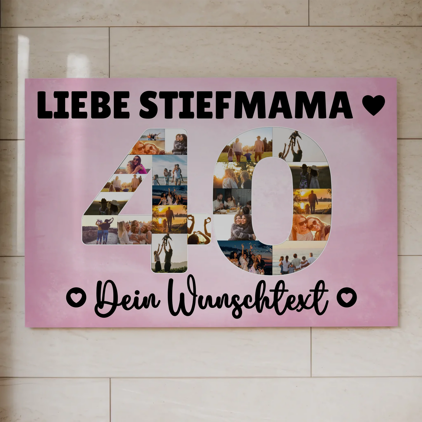 Magnetisches Fotoboard mit Unterschriften 40 Geburtstag Stiefmama