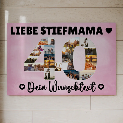Magnetisches Fotoboard mit Unterschriften 40 Geburtstag Stiefmama