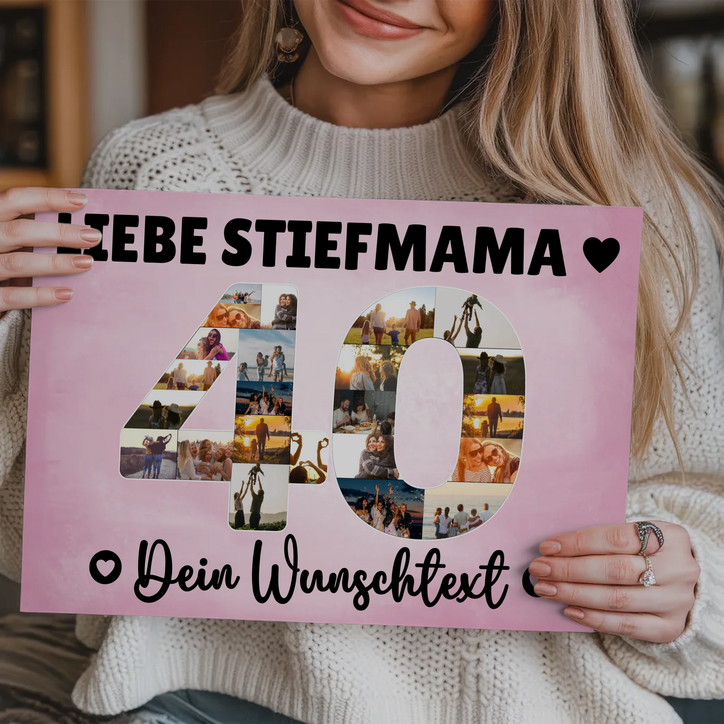 Magnetisches Fotoboard mit Unterschriften 40 Geburtstag Stiefmama
